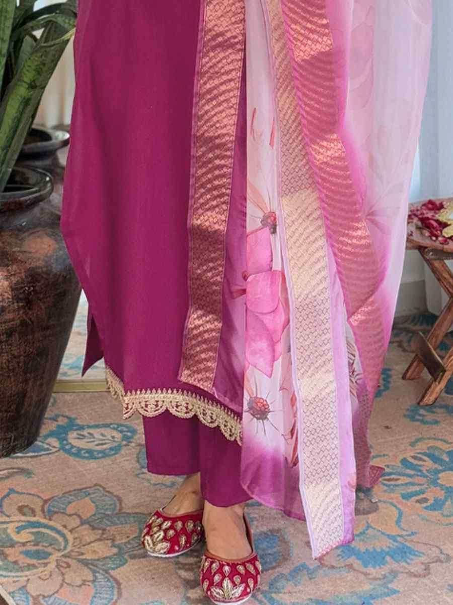 Wine Viscose Rayon Embroidery Party Wedding Festival Casual Ready Pant Salwar Kameez
