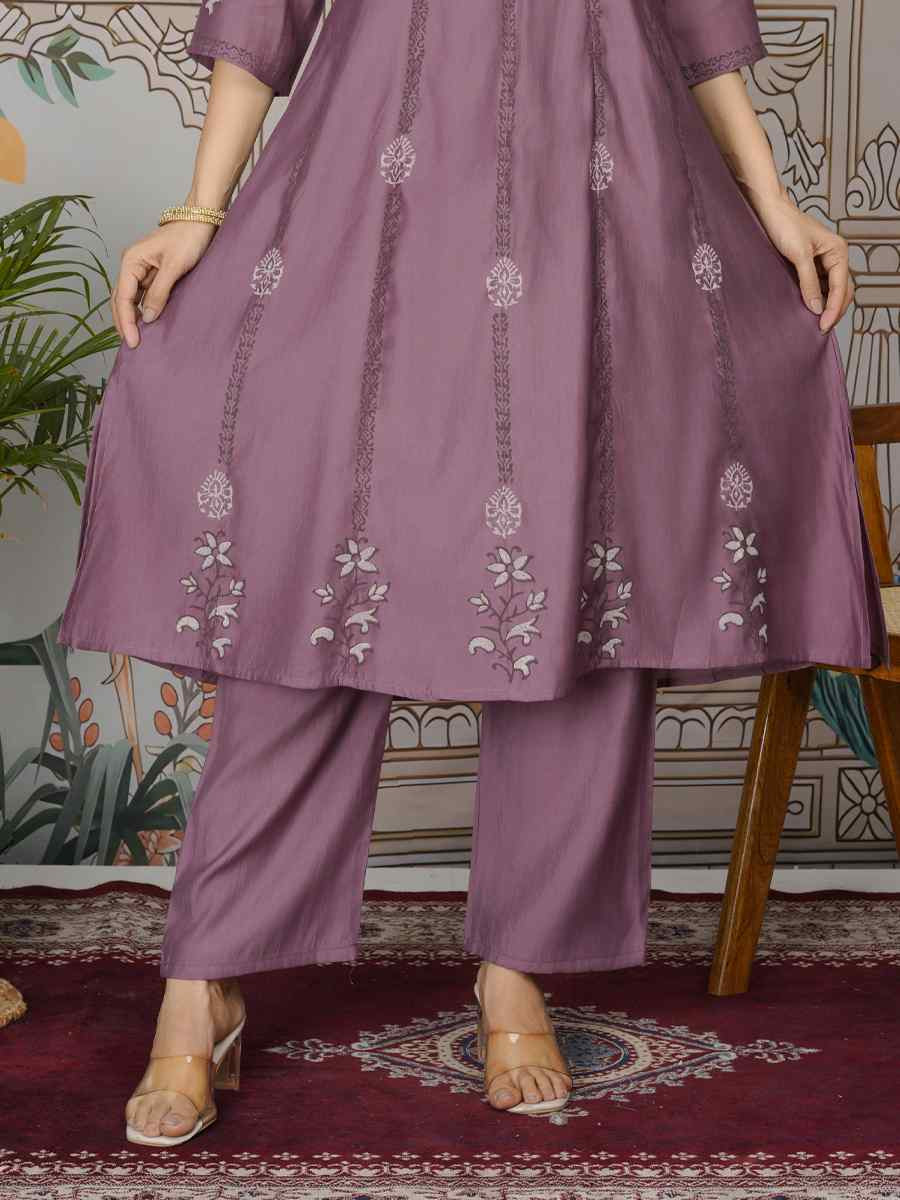 Wine Viscose Roman Silk Printed Festival Casual Kurti
