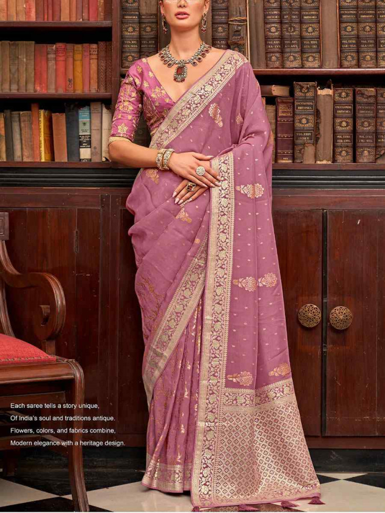Image of Wine Viscose Silk Handwoven Bridal Reception Festival Wedding Fancy Heavy Border Saree