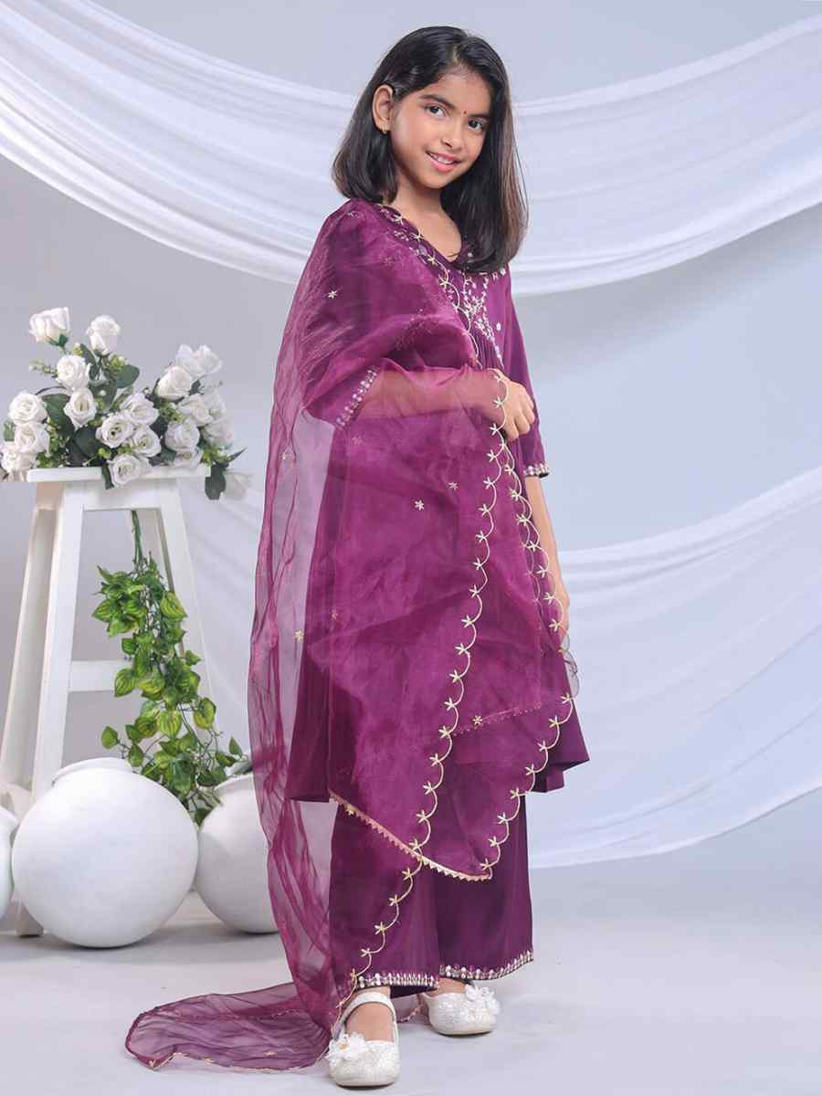 WineOrange Viscose Embroidered Wedding Festival Salwars Girls Wear