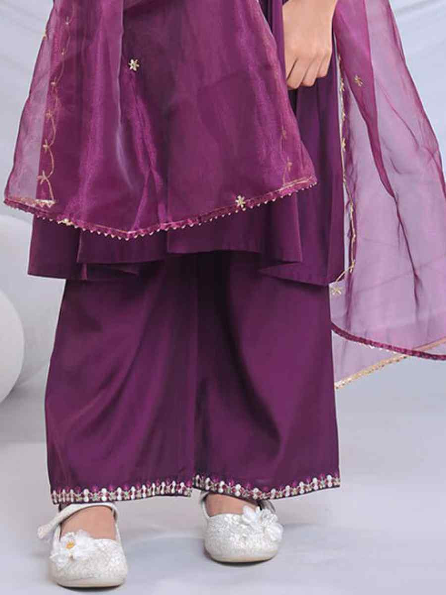 WineOrange Viscose Embroidered Wedding Festival Salwars Girls Wear