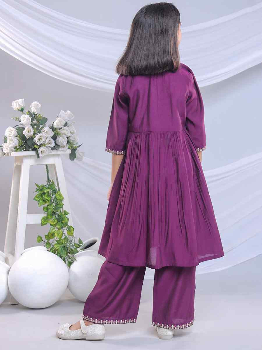 WineOrange Viscose Embroidered Wedding Festival Salwars Girls Wear