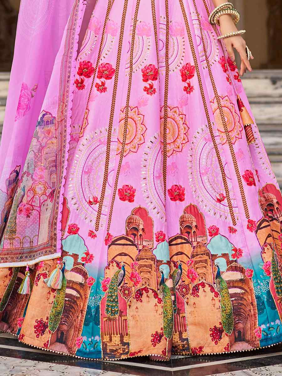 Yellow Art Silk Printed And Hand Embroidered Party Reception Wedding Lehenga Choli