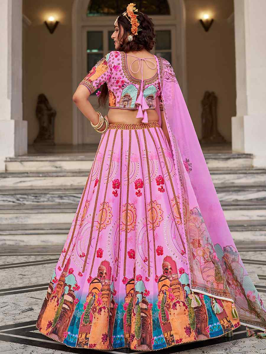 Yellow Art Silk Printed And Hand Embroidered Party Reception Wedding Lehenga Choli