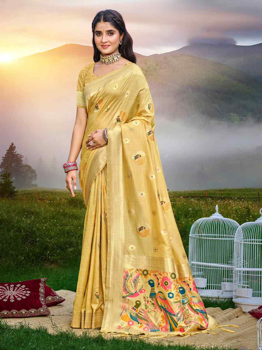 Yellow Assam Silk Handwoven Traditional Bridal Reception Festival Wedding Fancy Classic Style Sarees