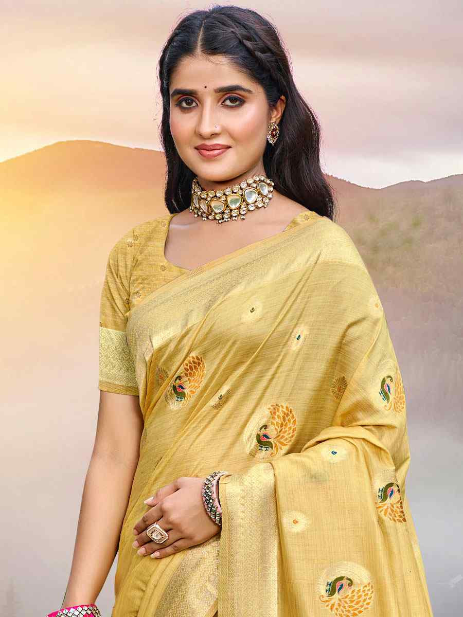 Yellow Assam Silk Handwoven Traditional Bridal Reception Festival Wedding Fancy Classic Style Sarees