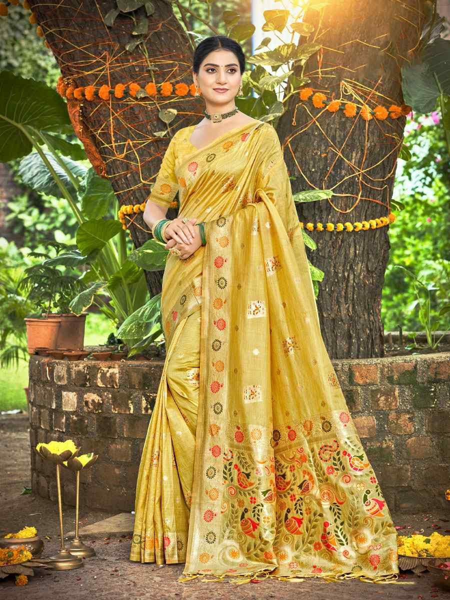 Yellow Assam Silk Handwoven Traditional Bridal Reception Festival Wedding Fancy Classic Style Sarees