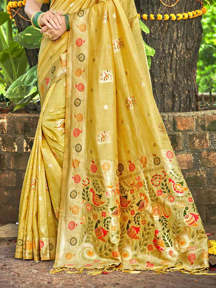 Yellow Assam Silk Handwoven Traditional Bridal Reception Festival Wedding Fancy Classic Style Sarees