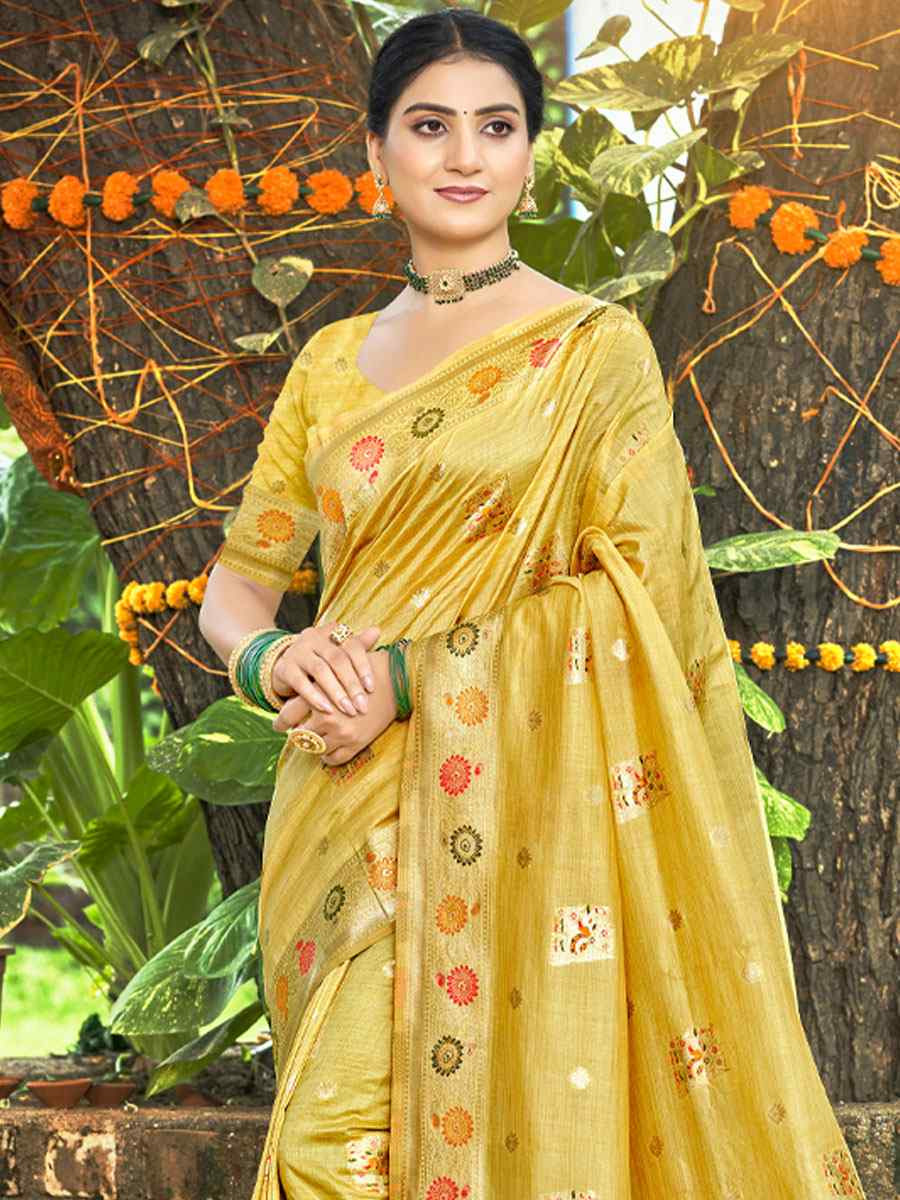 Yellow Assam Silk Handwoven Traditional Bridal Reception Festival Wedding Fancy Classic Style Sarees