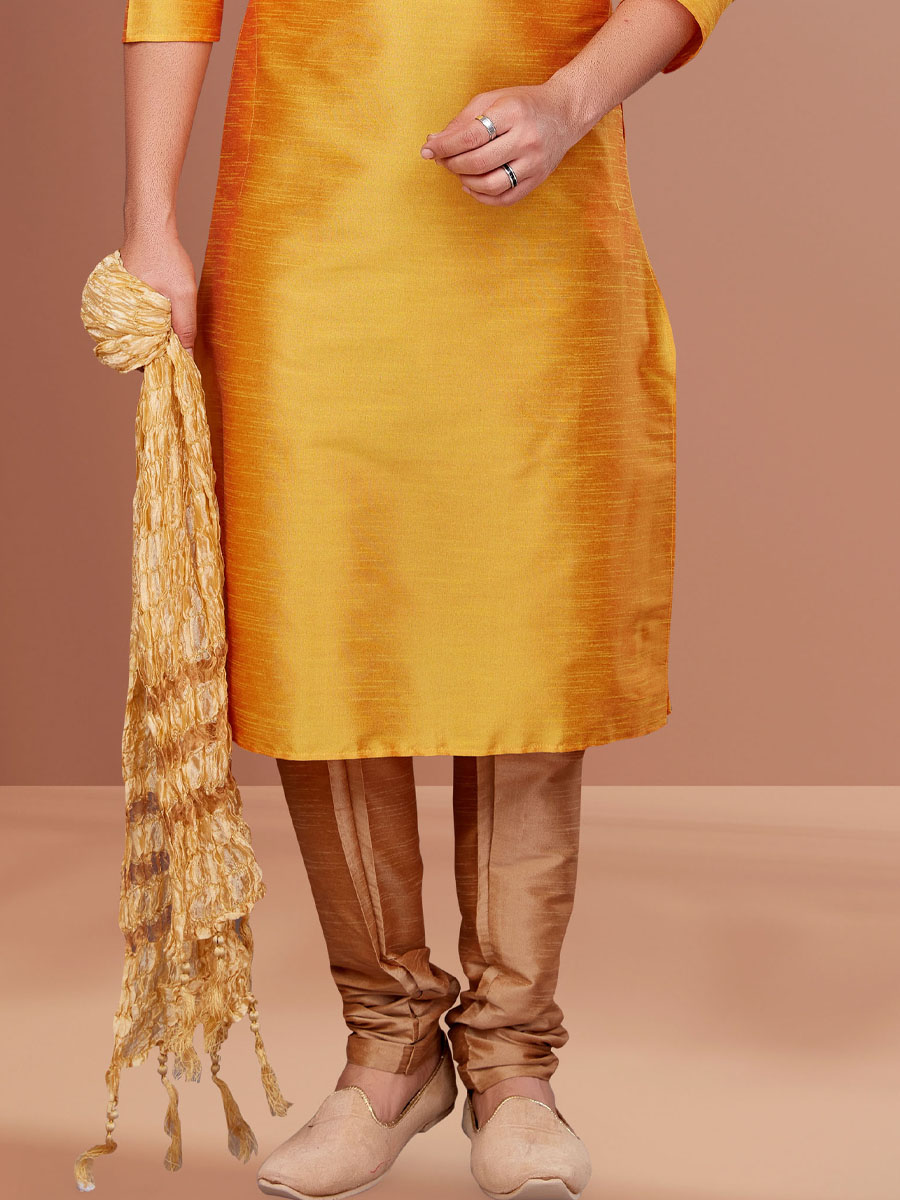 Yellow Banarasi Dhupion Woven Festival Kurta