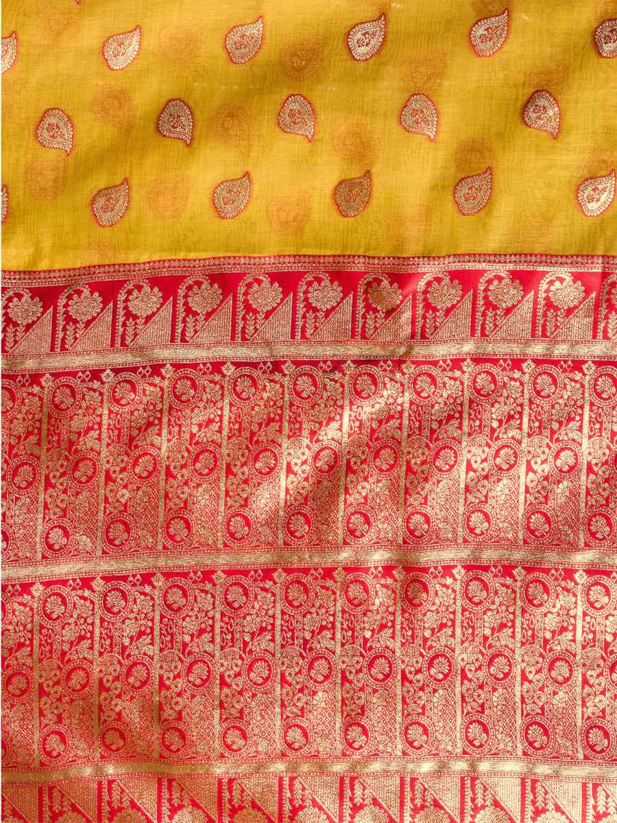 Yellow Banarasi Silk Handwoven Casual Reception Festival Wedding Fancy Heavy Border Saree