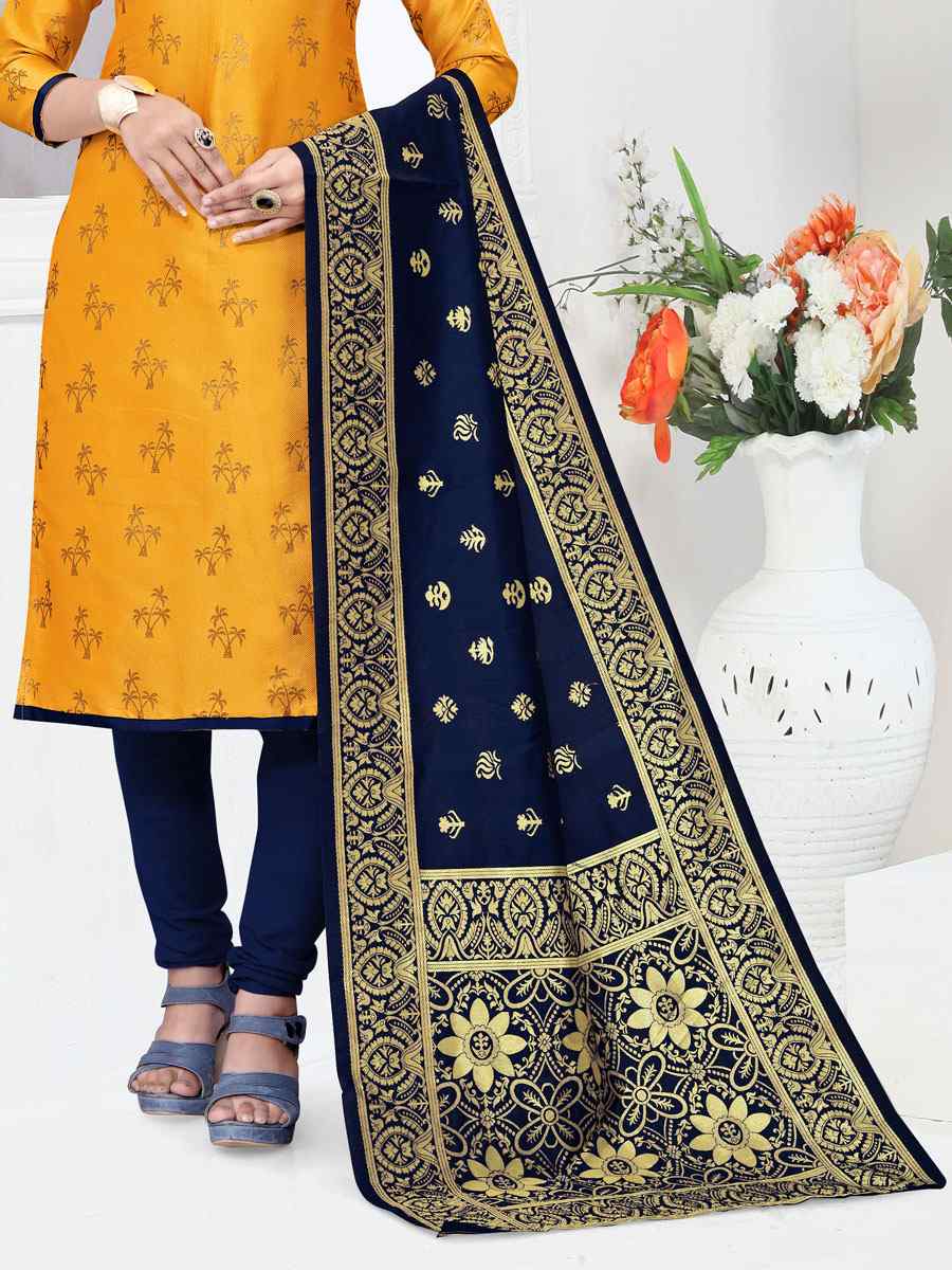 Yellow Banarasi Silk Handwoven Wedding Festival Churidar Salwar Kameez