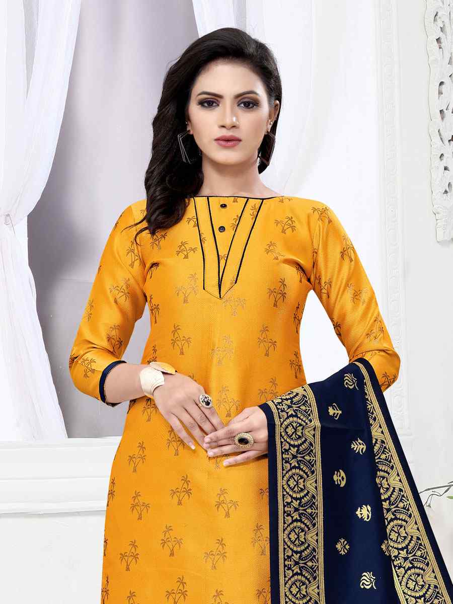 Yellow Banarasi Silk Handwoven Wedding Festival Churidar Salwar Kameez