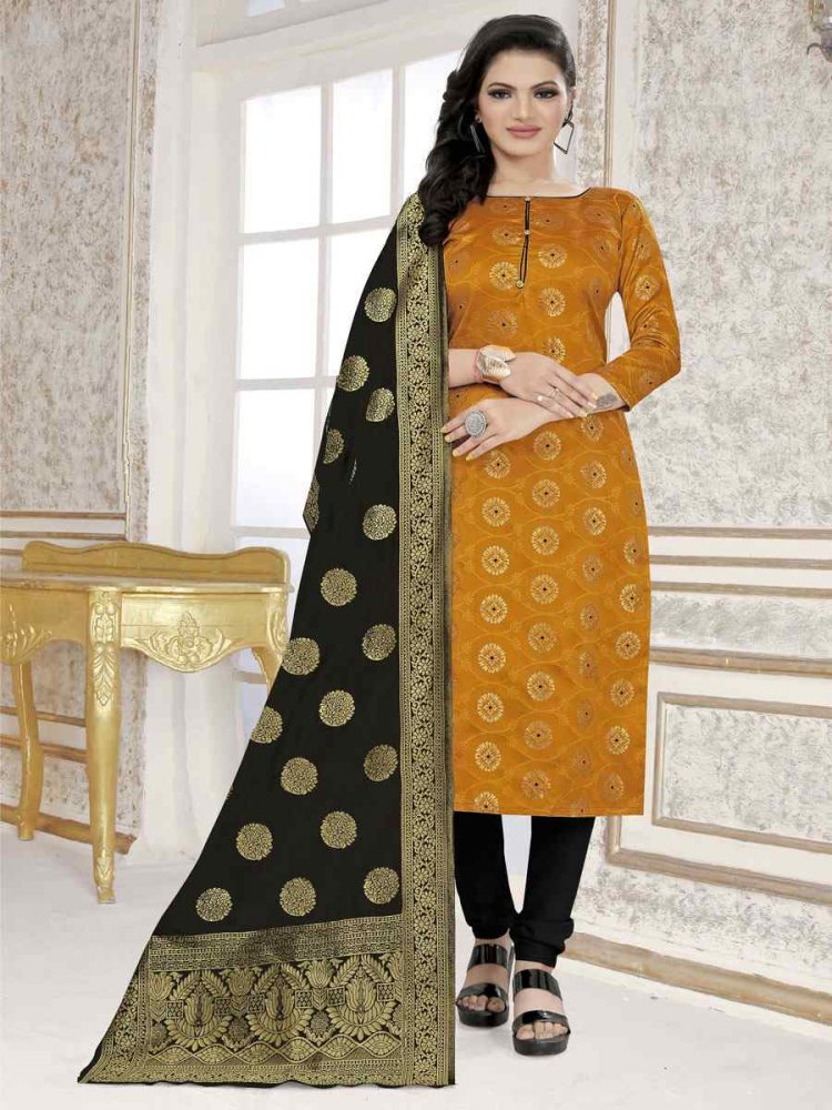 Yellow Banarasi Silk Handwoven Wedding Festival Churidar Salwar Kameez