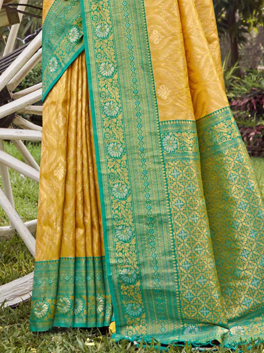 Yellow Banarasi Silk Handwoven Wedding Festival Heavy Border Saree