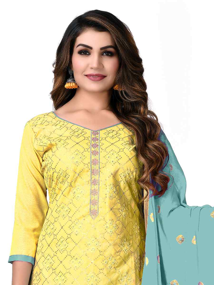 Yellow Cotton Embroidered Festival Wedding Pant Salwar Kameez