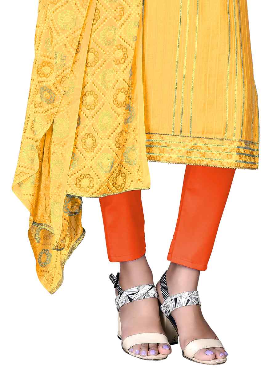 Yellow Cotton Embroidered Festival Wedding Pant Salwar Kameez