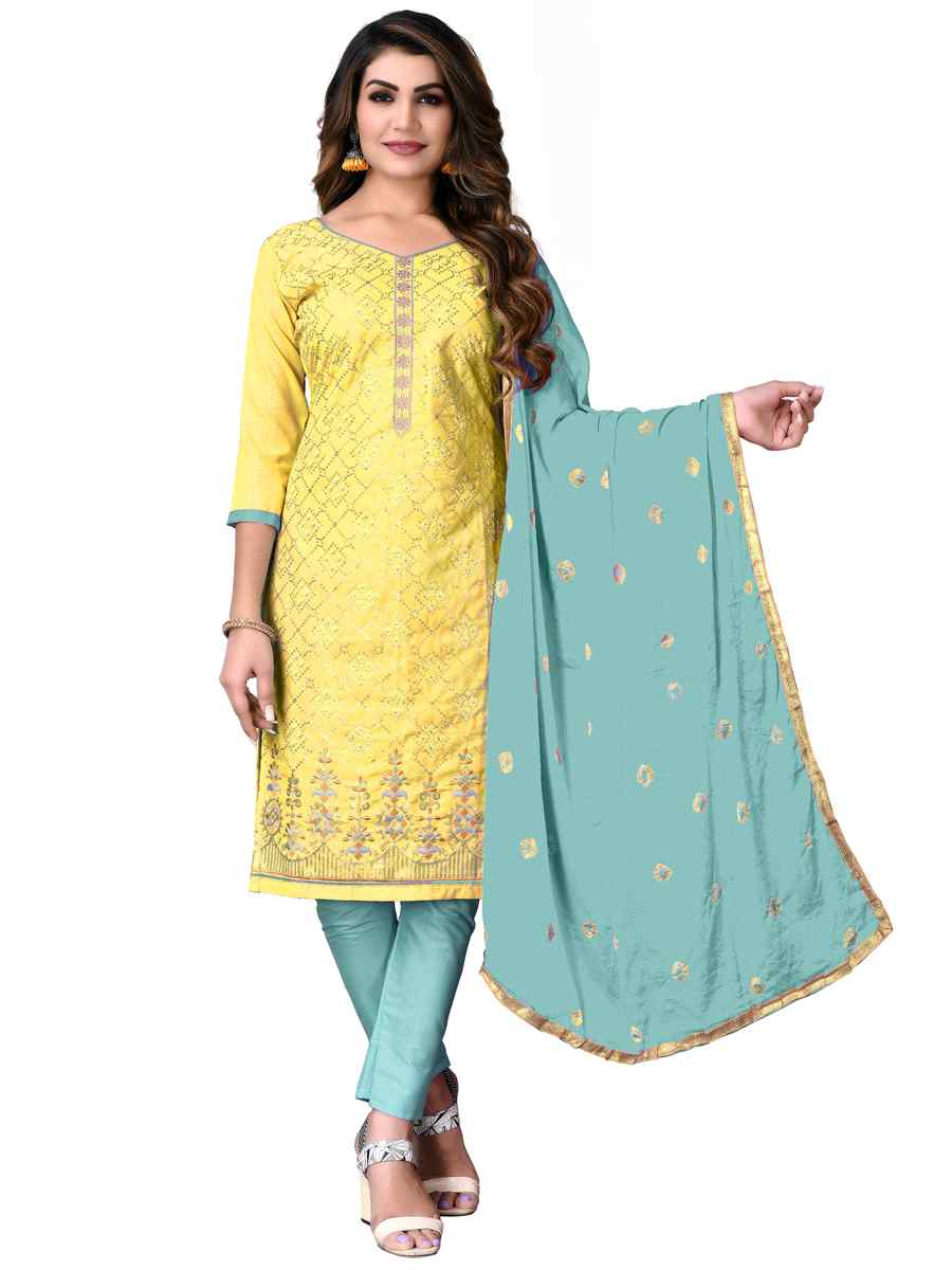 Yellow Cotton Embroidered Festival Wedding Pant Salwar Kameez