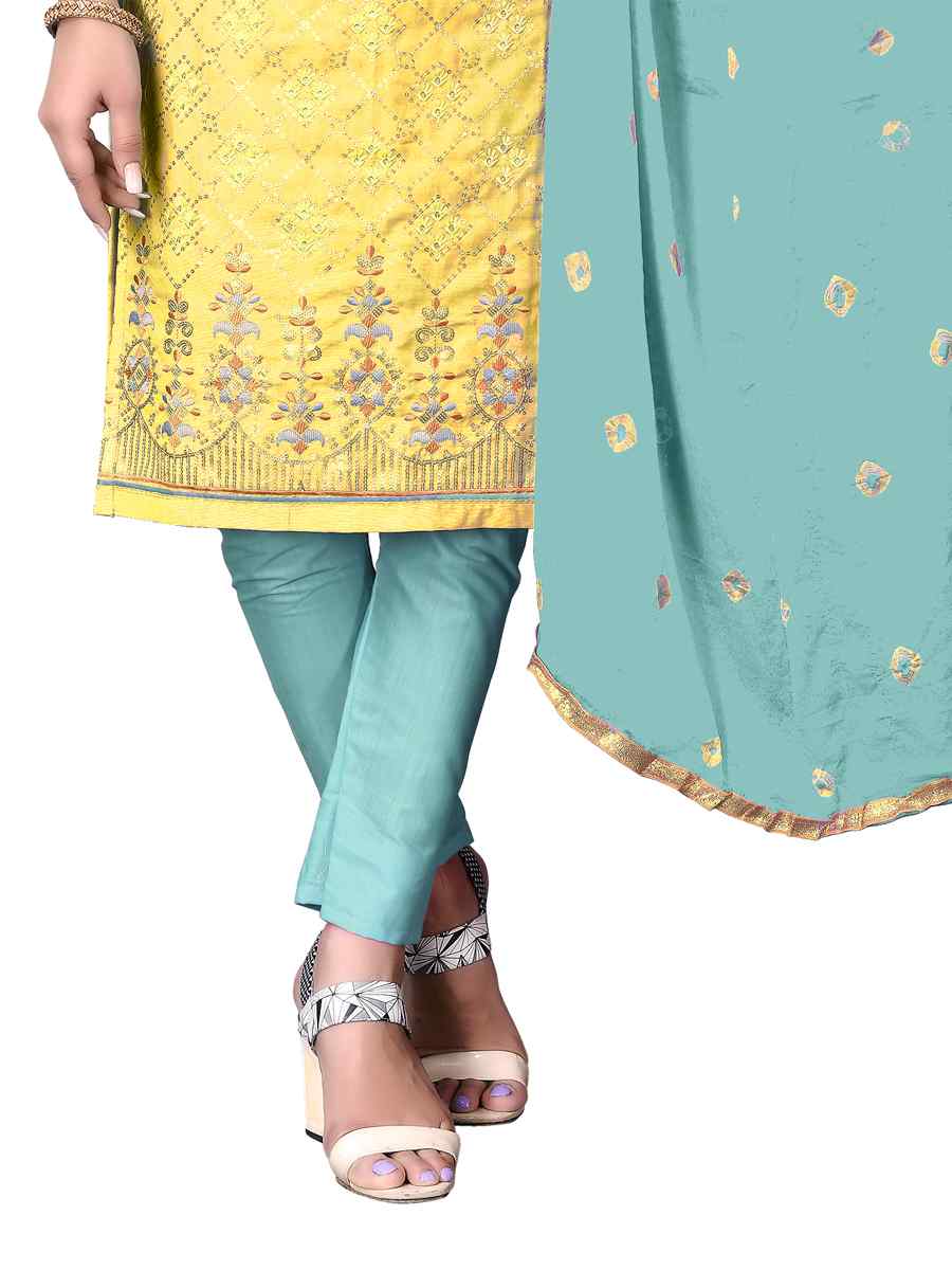 Yellow Cotton Embroidered Festival Wedding Pant Salwar Kameez