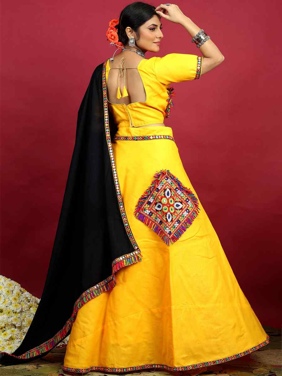 Yellow Cotton Printed Mehendi Festival Traditional Lehenga Choli