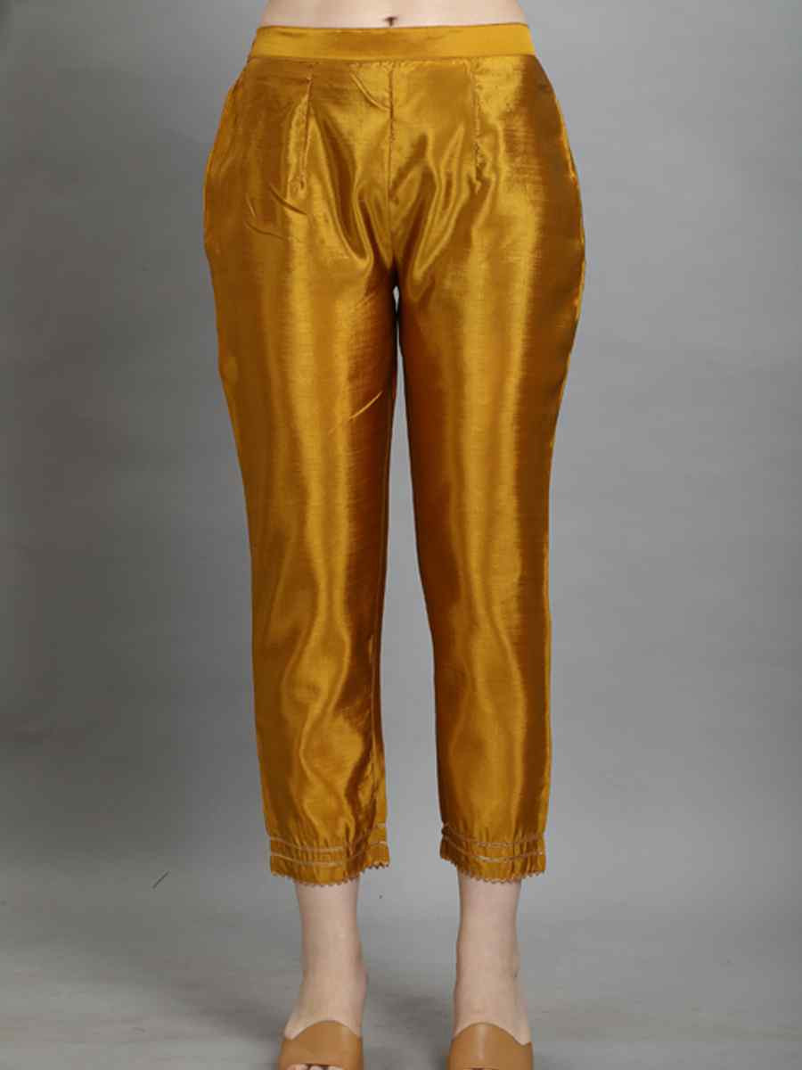 Yellow Cotton Silk Jacquard Handwoven Party Wedding Festival Casual Ready Pant Salwar Kameez