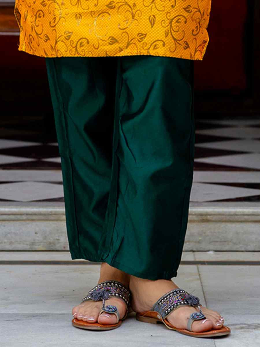 Yellow Cotton Silk Printed Party Wedding Festival Casual Ready Pant Salwar Kameez