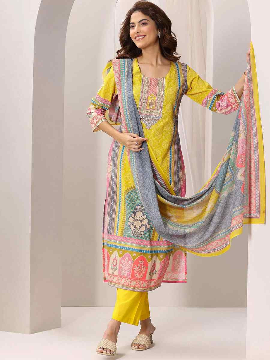Yellow Crepe Embroidery Party Wedding Festival Casual Ready Pant Salwar Kameez