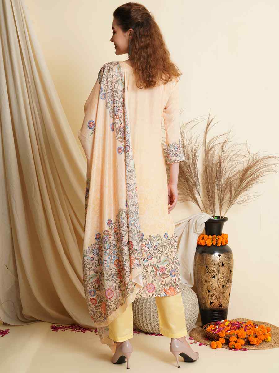 Yellow Crepe Printed Festival Casual Palazzo Pant Salwar Kameez