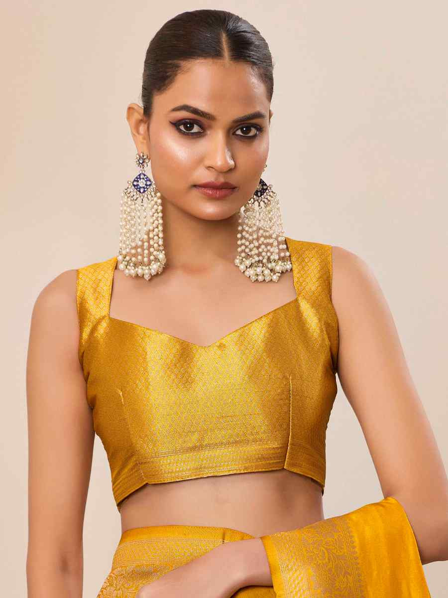 Yellow Dolla Silk Handwoven Festival Wedding Fancy Heavy Border Saree