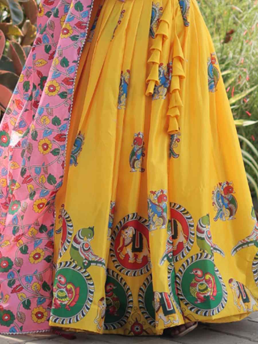 Yellow Dolla Silk Printed Mehendi Festival Contemporary Lehenga Choli