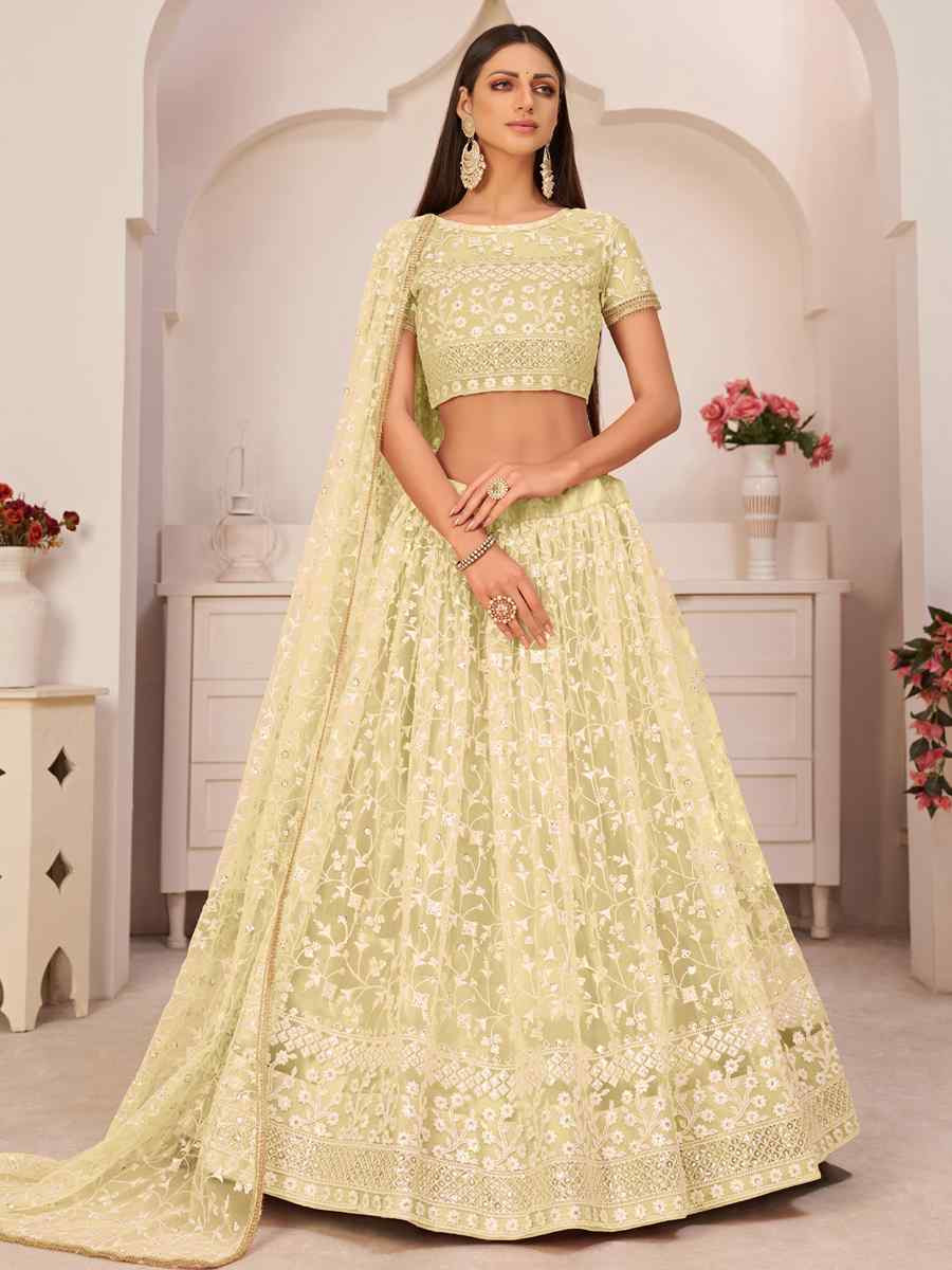 Yellow Embroidered Wedding Reception Festival Heavy Border Lehenga Choli
