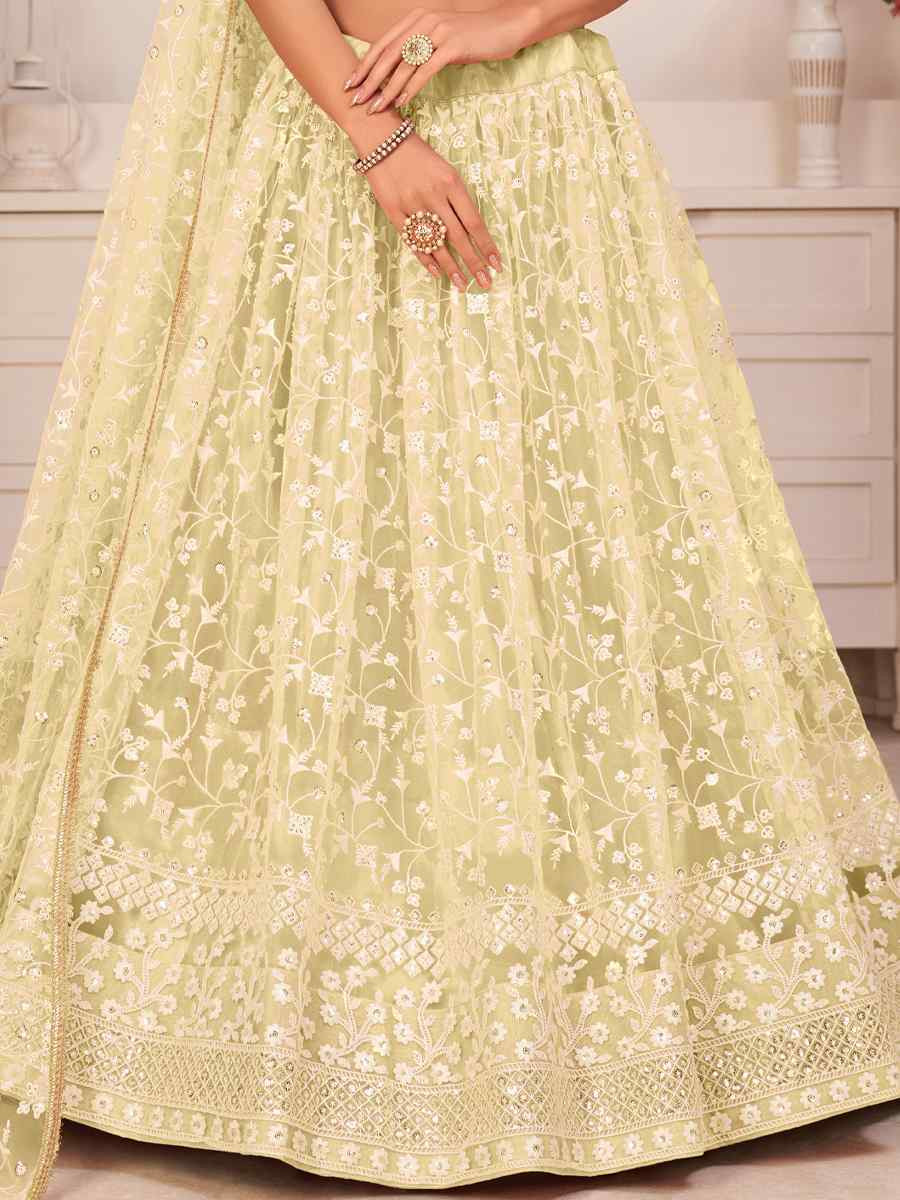 Yellow Embroidered Wedding Reception Festival Heavy Border Lehenga Choli