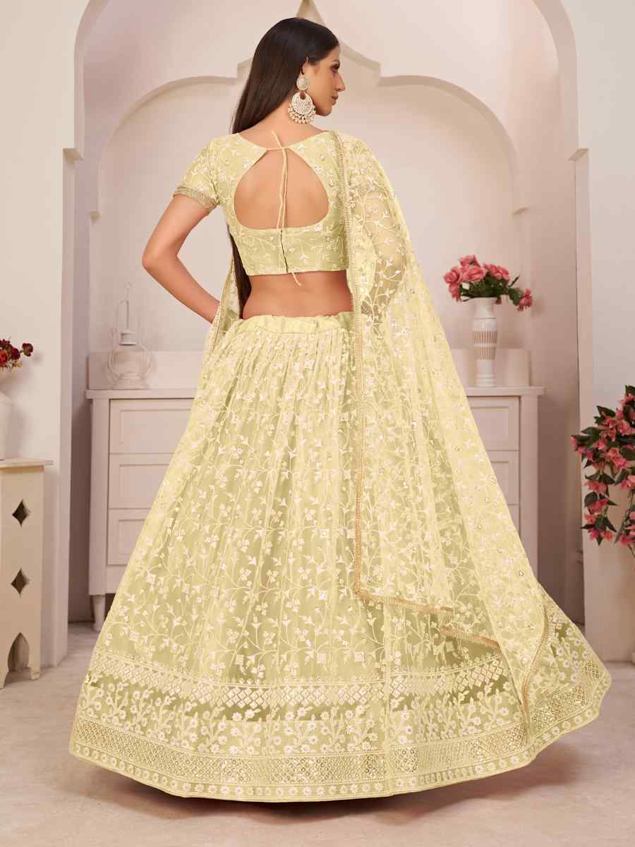 Yellow Embroidered Wedding Reception Festival Heavy Border Lehenga Choli