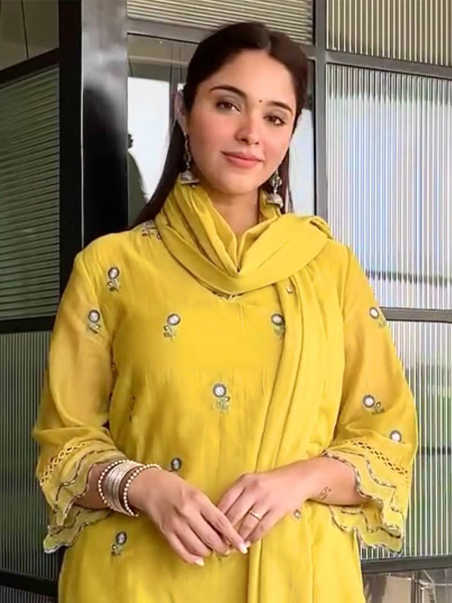 Yellow Embroidery Wedding Party Festival Casual Ready Palazzo Pant Salwar Kameez