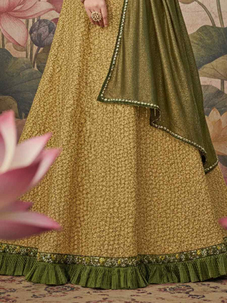 Yellow Fancy Lycra Embroidered Wedding Reception Festival Heavy Border Lehenga Choli