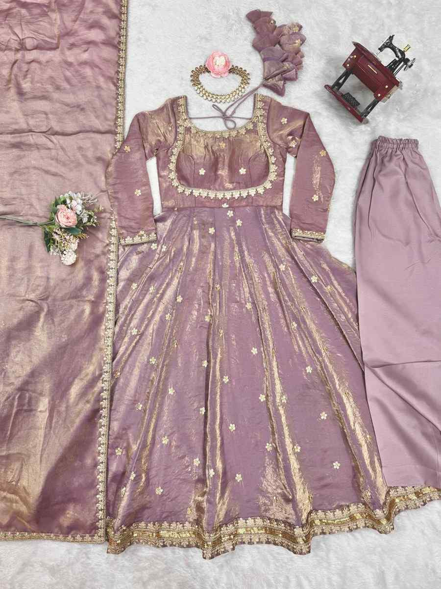 Yellow Fandy Silk Embroidery Party Wedding Festival Casual Ready Anarkali Pant Salwar Kameez