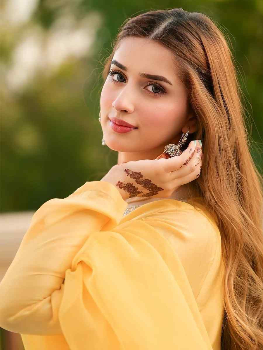 Yellow Faux Georgette Embroidered Festival Casual Ready Farsi Pant Salwar Kameez