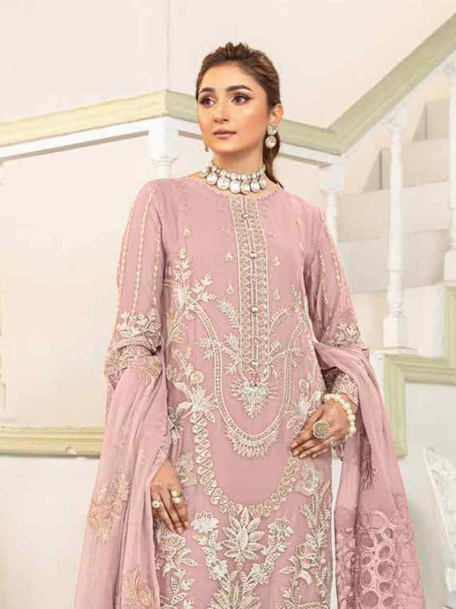 Yellow Faux Georgette Embroidered Festival Wedding Pant Salwar Kameez