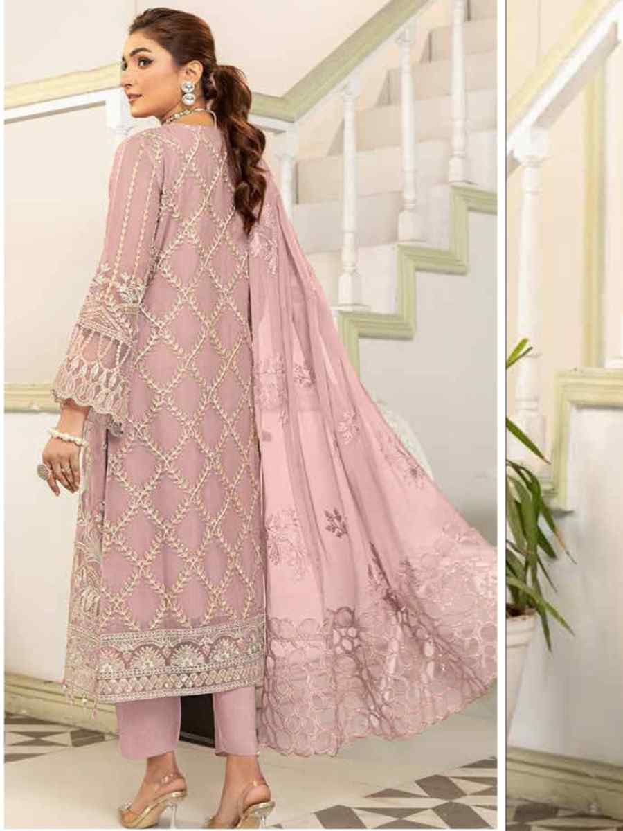 Yellow Faux Georgette Embroidered Festival Wedding Pant Salwar Kameez