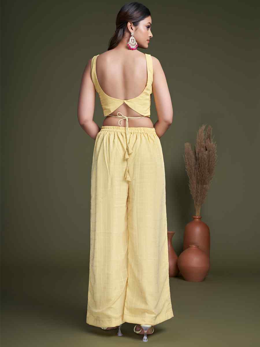 Yellow Georgette Embroiderd Party Casual Ready Palazzo Pant Salwar Kameez