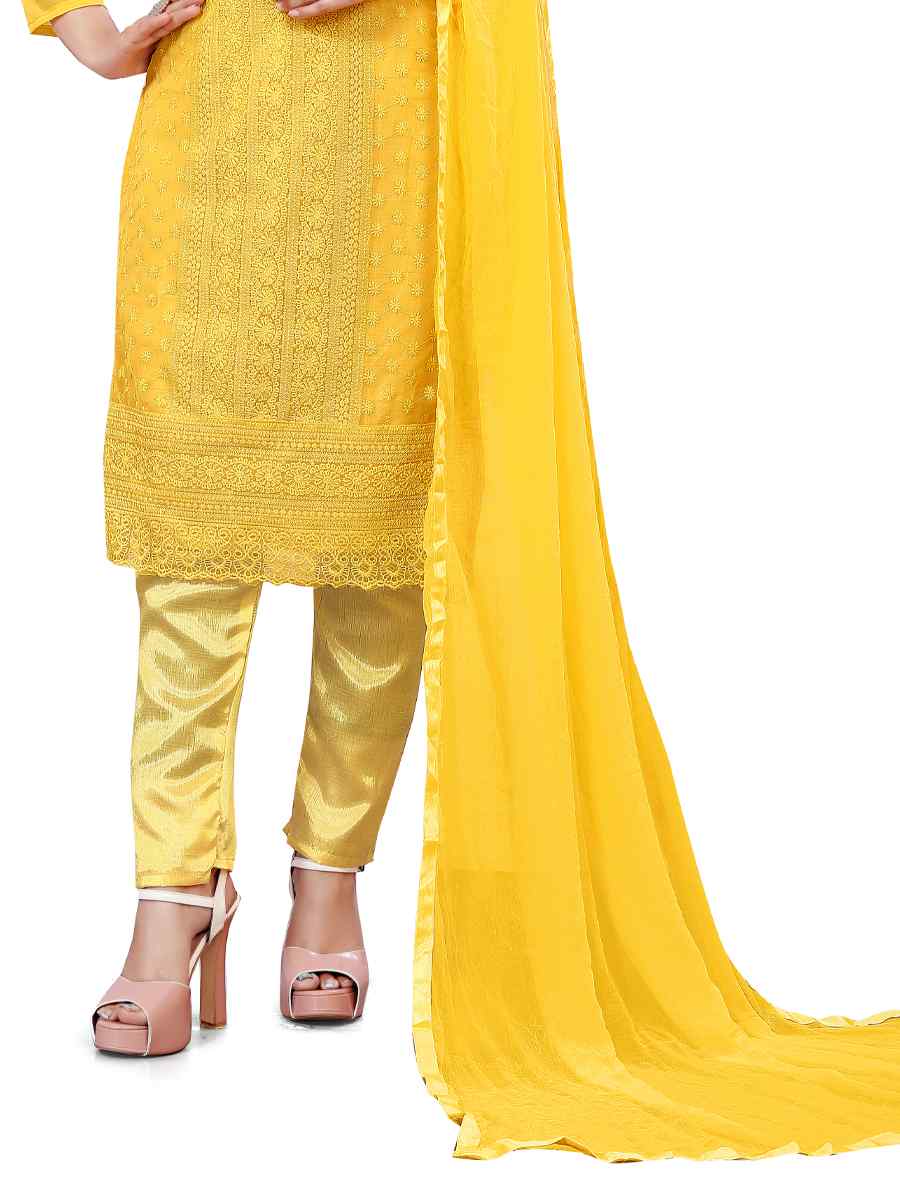 Yellow Georgette Embroidered Festival Casual Pant Salwar Kameez