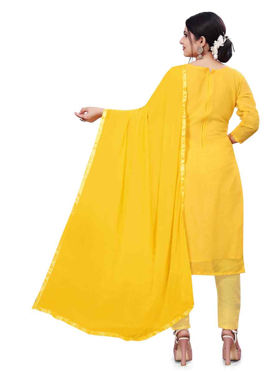 Yellow Georgette Embroidered Festival Casual Pant Salwar Kameez