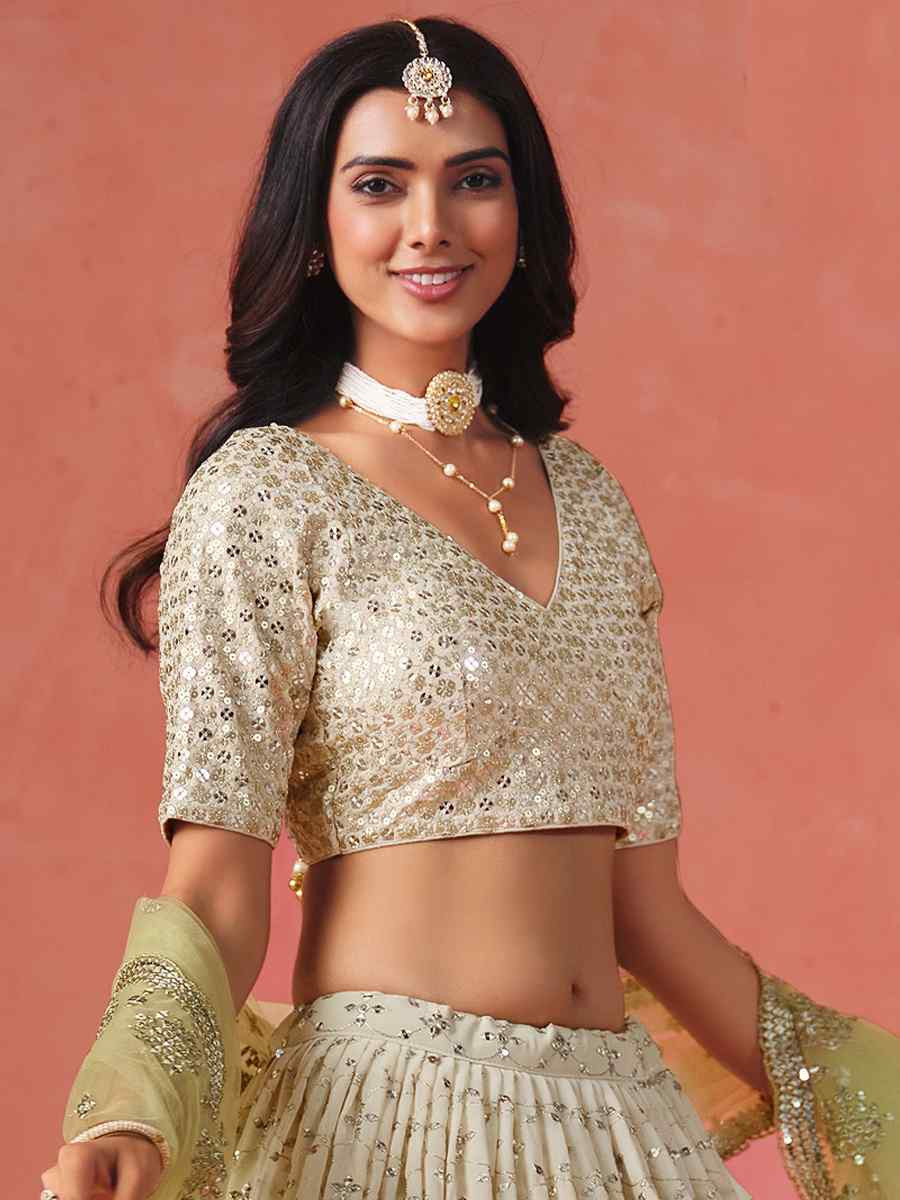 Yellow Georgette Embroidered Festival Party Wear Circular Lehenga Choli