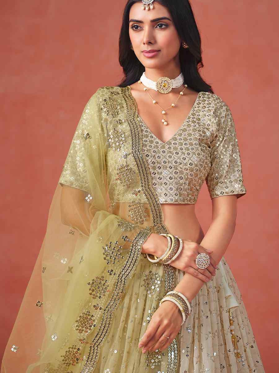 Yellow Georgette Embroidered Festival Party Wear Circular Lehenga Choli