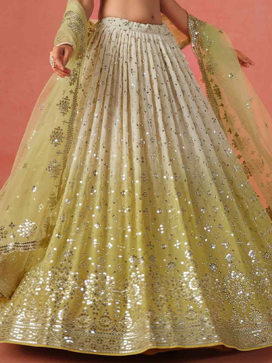 Yellow Georgette Embroidered Festival Party Wear Circular Lehenga Choli