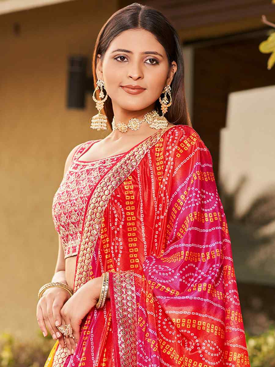 Yellow Georgette Embroidered Festival Wedding Circular Lehenga Choli