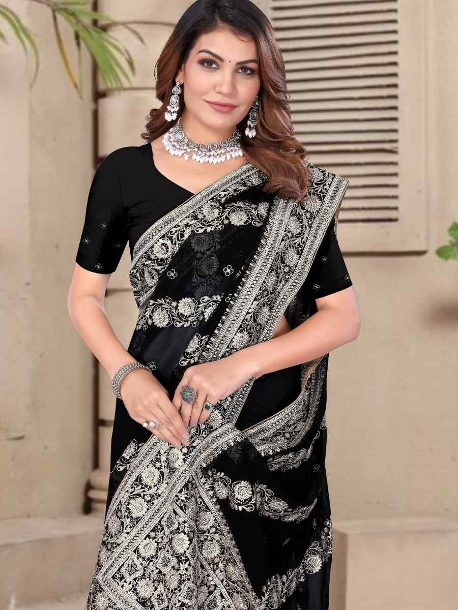 Yellow Georgette Embroidered Festival Wedding Fancy Heavy Border Saree