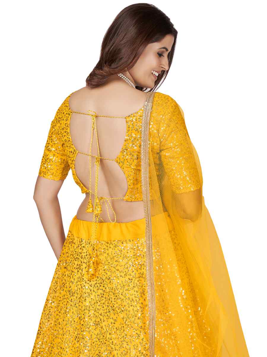 Yellow Georgette Embroidered Party Wear Festival Circular Lehenga Choli