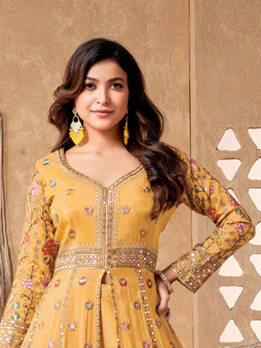 Yellow Georgette Embroidery Party Wedding Festival Casual Ready Lawn Salwar Kameez