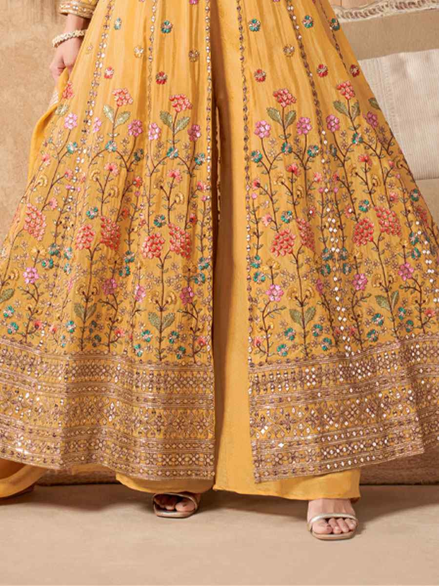 Yellow Georgette Embroidery Party Wedding Festival Casual Ready Lawn Salwar Kameez